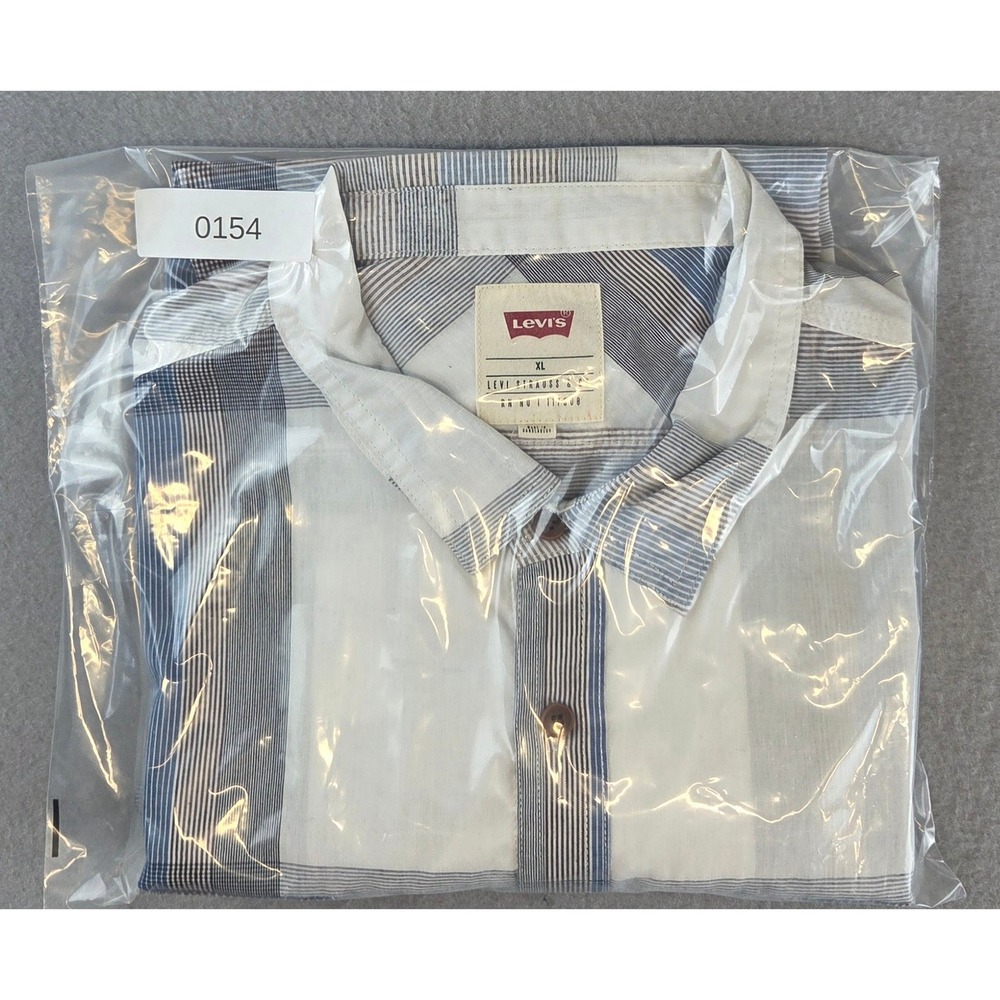 Levis Men's Blue White Plaid Long Sleeve Button Down Shirt XL Casual Lightweight - Picture 12 of 12